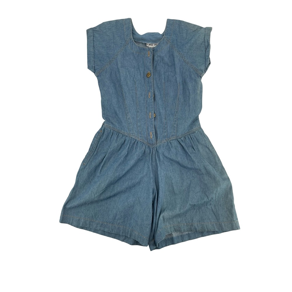 Tower Hill Women's Romper Denim Blue Cotton Vintage 1990s Size 6